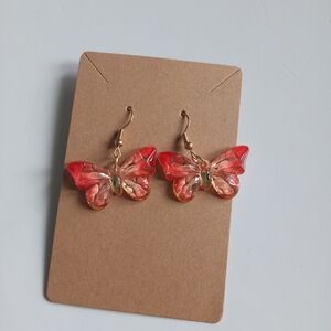 Fashion Jewelry Burnt Orange Butterfly Dangle Earrings